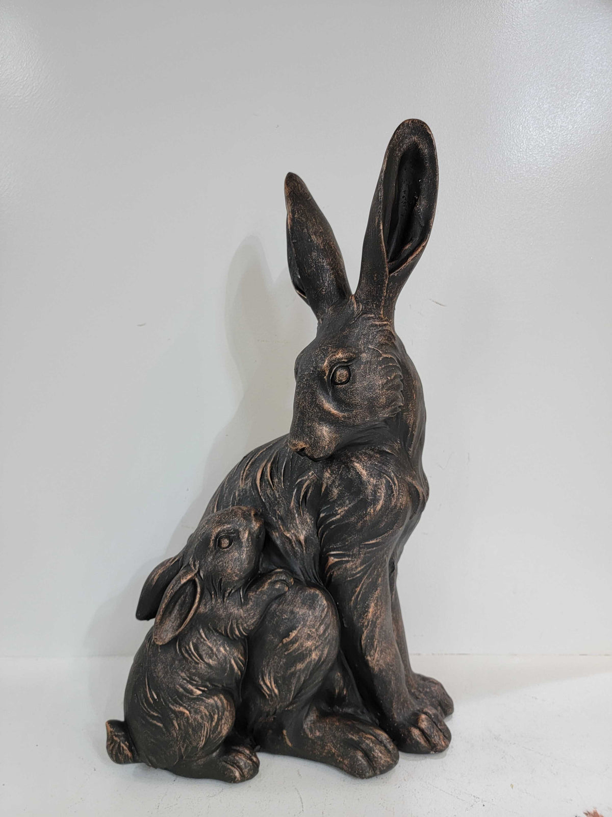 22'' Tall Mother Hare & Baby Cuddling Garden Statue