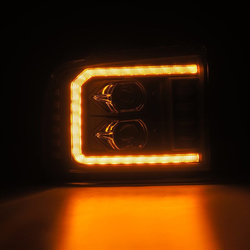 AlphaRex 05-07 Ford F250/350/450/550 Super Duty LUXX LED Proj HL Blk w/Actv Light & Seq Sig + SB DRL 880317 *Discontinued