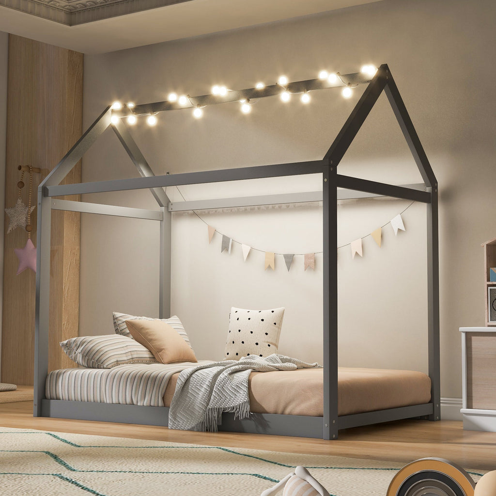 Twin Size Wooden House Bed