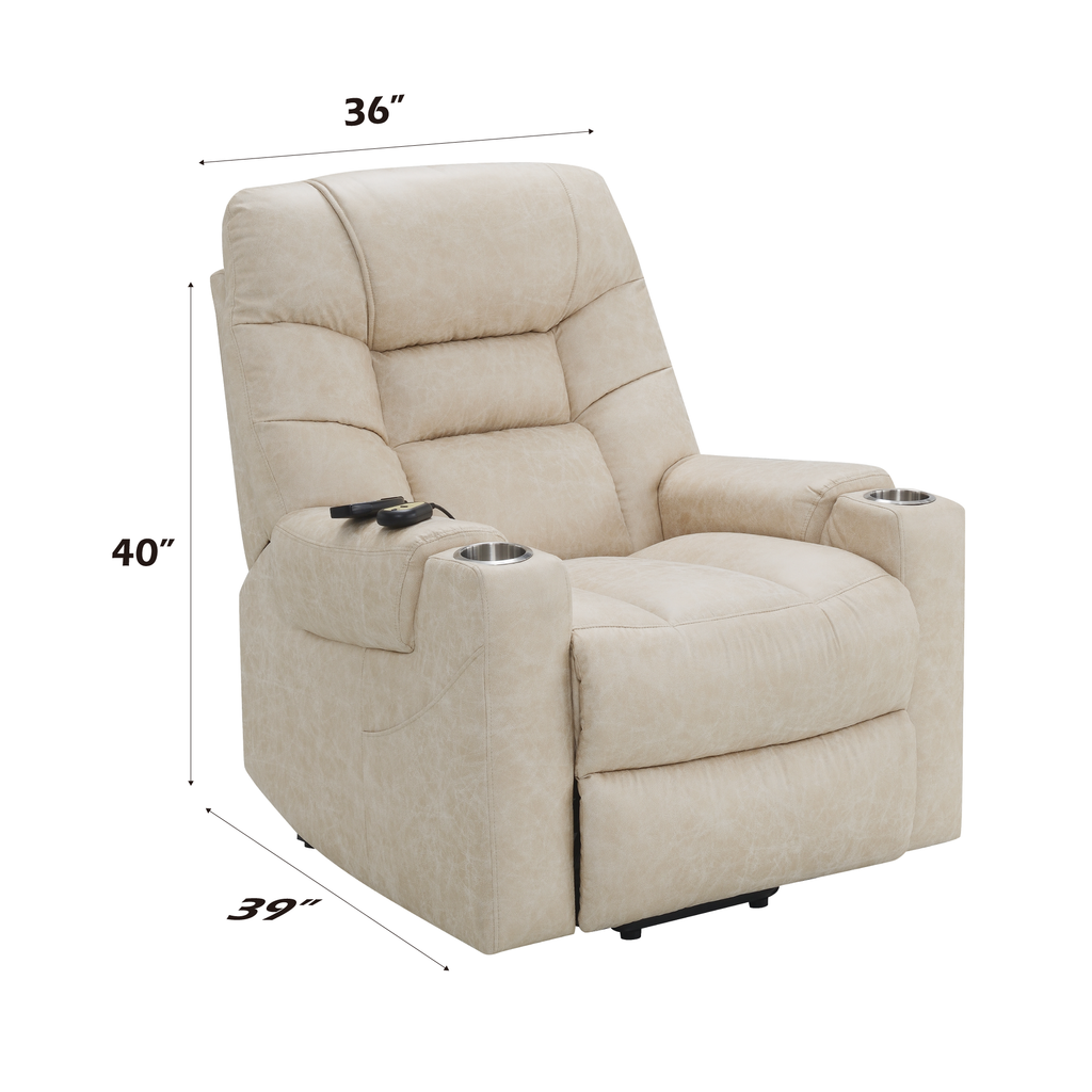 Nairi Ivory Leather Aire Power Motion Recliner