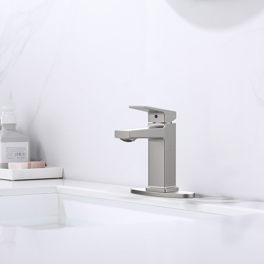 Brushed Nickel Single Handle Bathroom Faucet