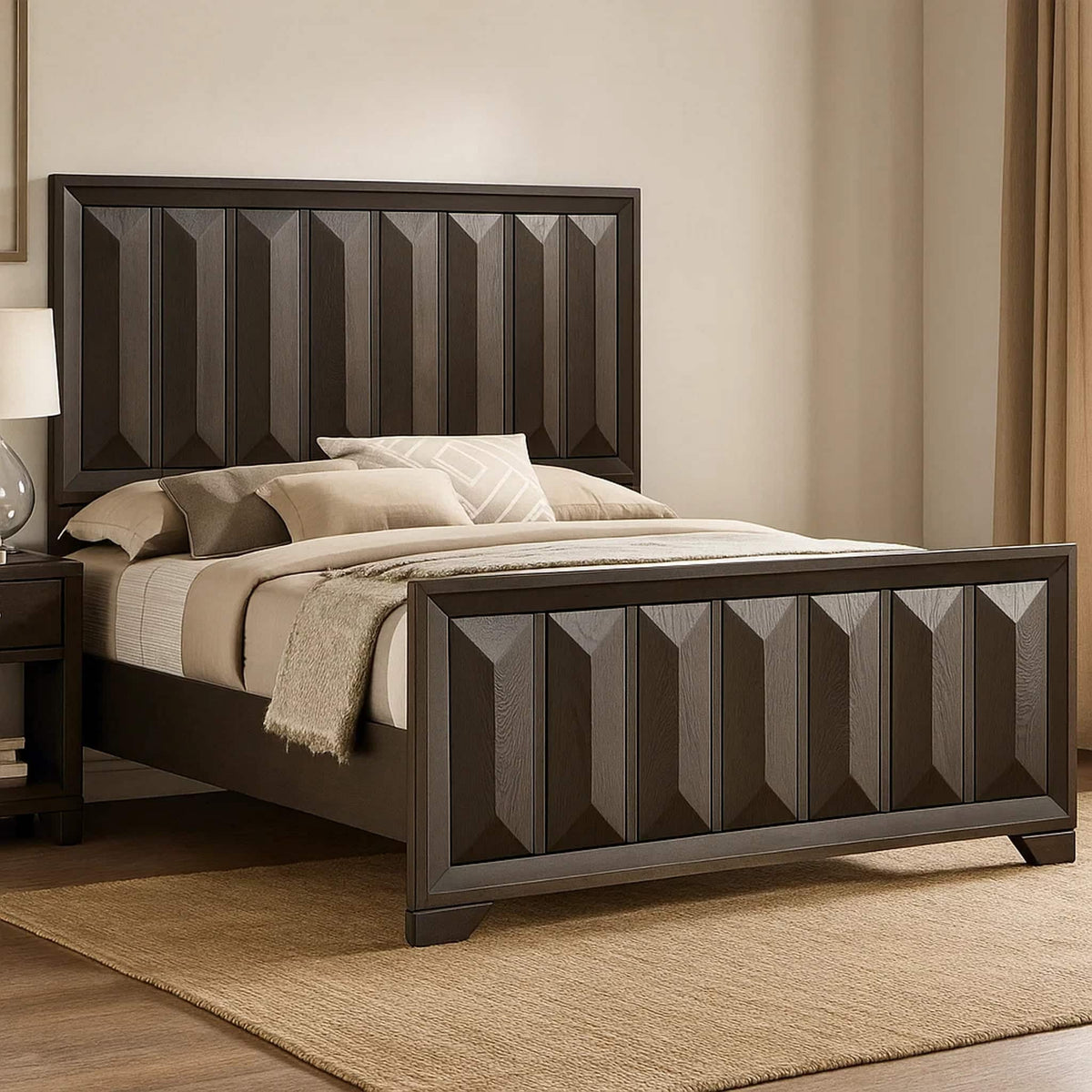 Espresso Queen Size Bed Panel Headboard