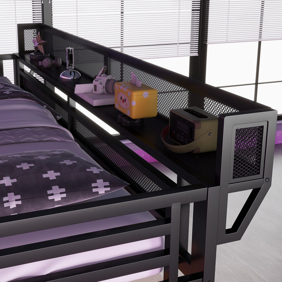 Queen Loft Bed with Desk and Charging Station