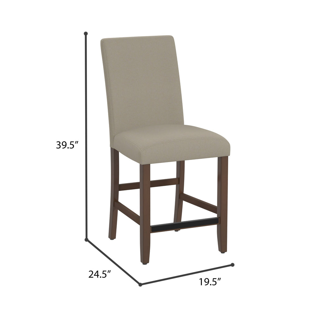 Brown Upholstered Barstools, Set of 2