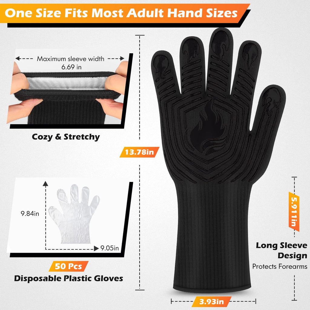 BBQ Gloves – 1472°F Heat Resistant Fireproof Mitts