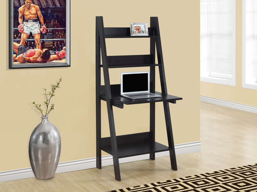 Leaning Computer Desk with Storage Shelves