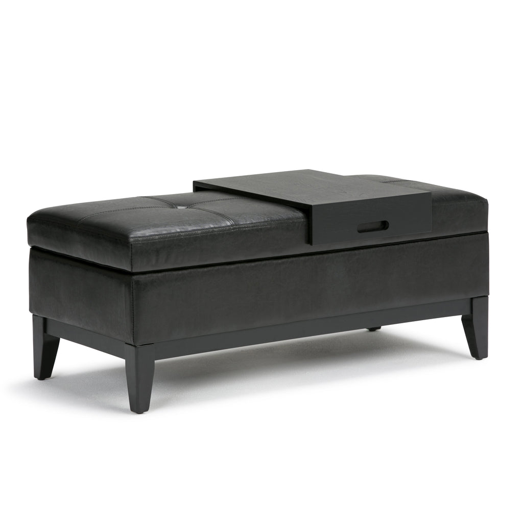 Oregon 42 Inch Wide Storage Ottoman Bench with Tray