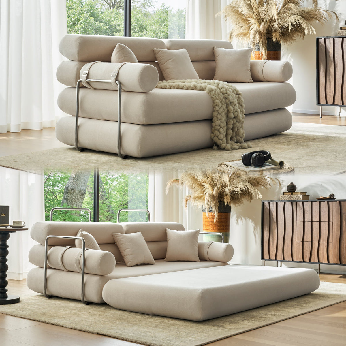 Convertible L-Shaped Sectional Sofa Bed