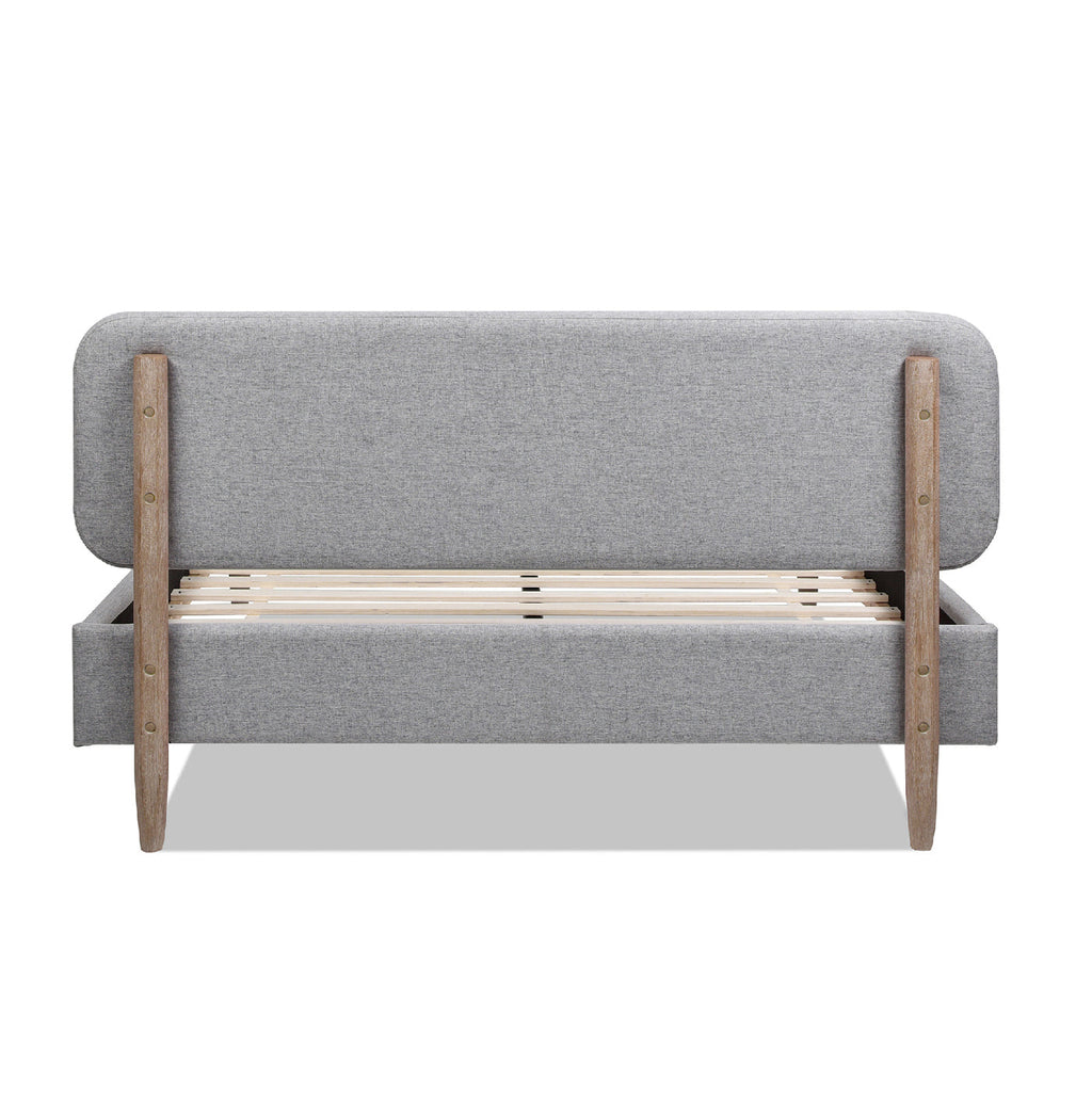 Diego Low Upholstered Platform Bed, Queen, Light
