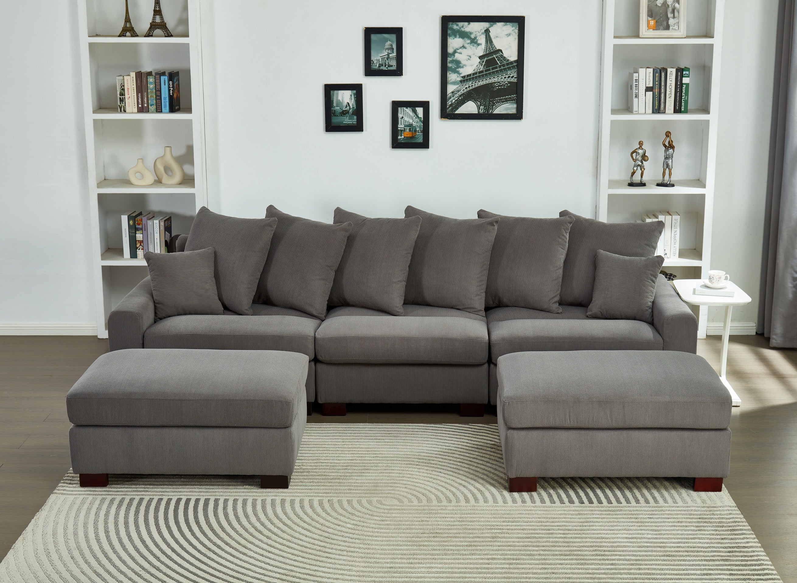 Modular Sectional Sofa - 5 Seater Oversized Convertible L & U Shaped Couch