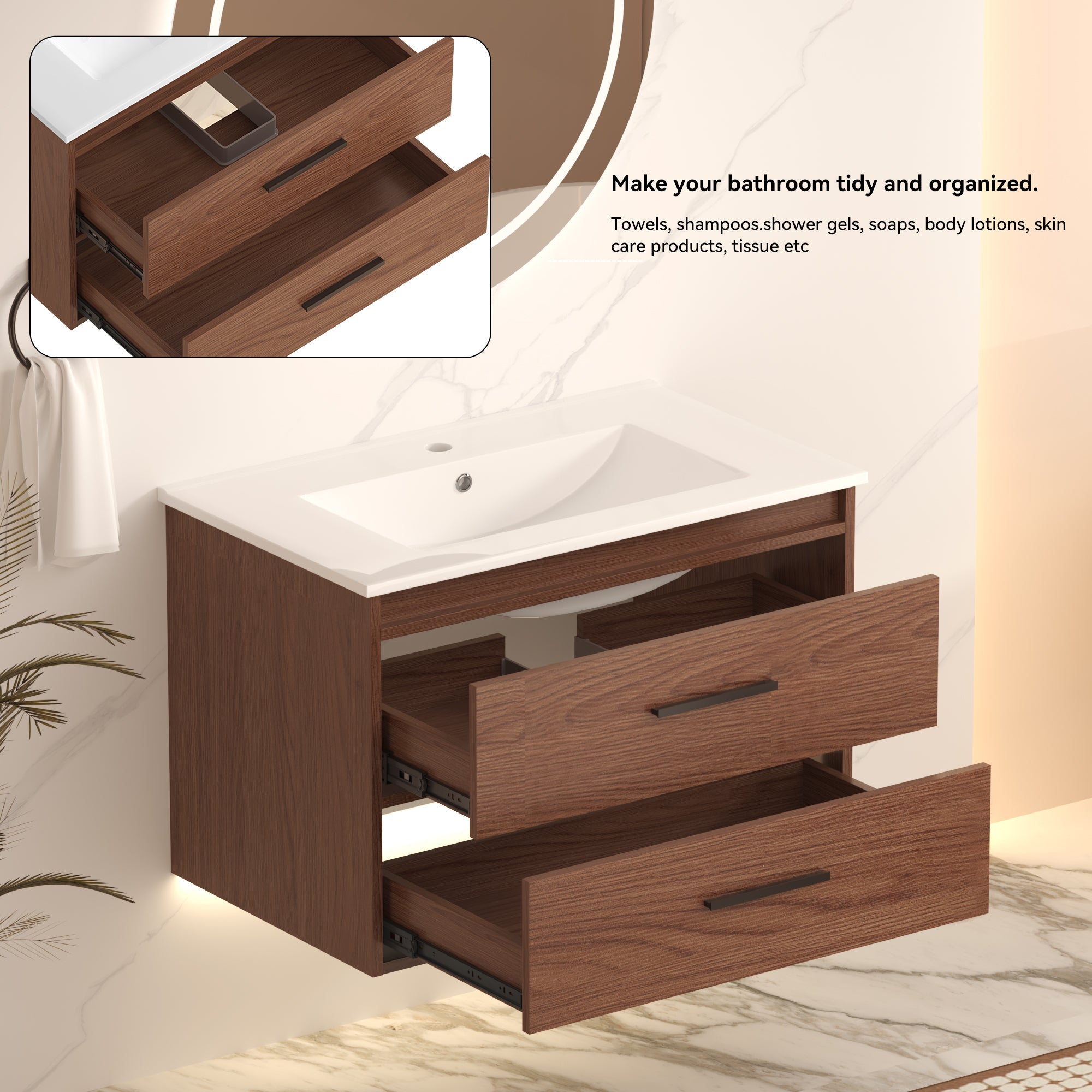 30" Reddish Brown Bathroom Vanity