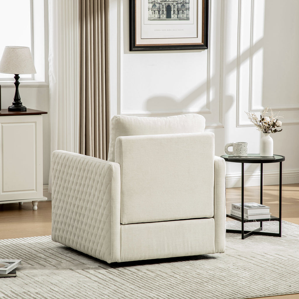29.5"W Upholstered 360° Swivel Armchair with Hidden Storage