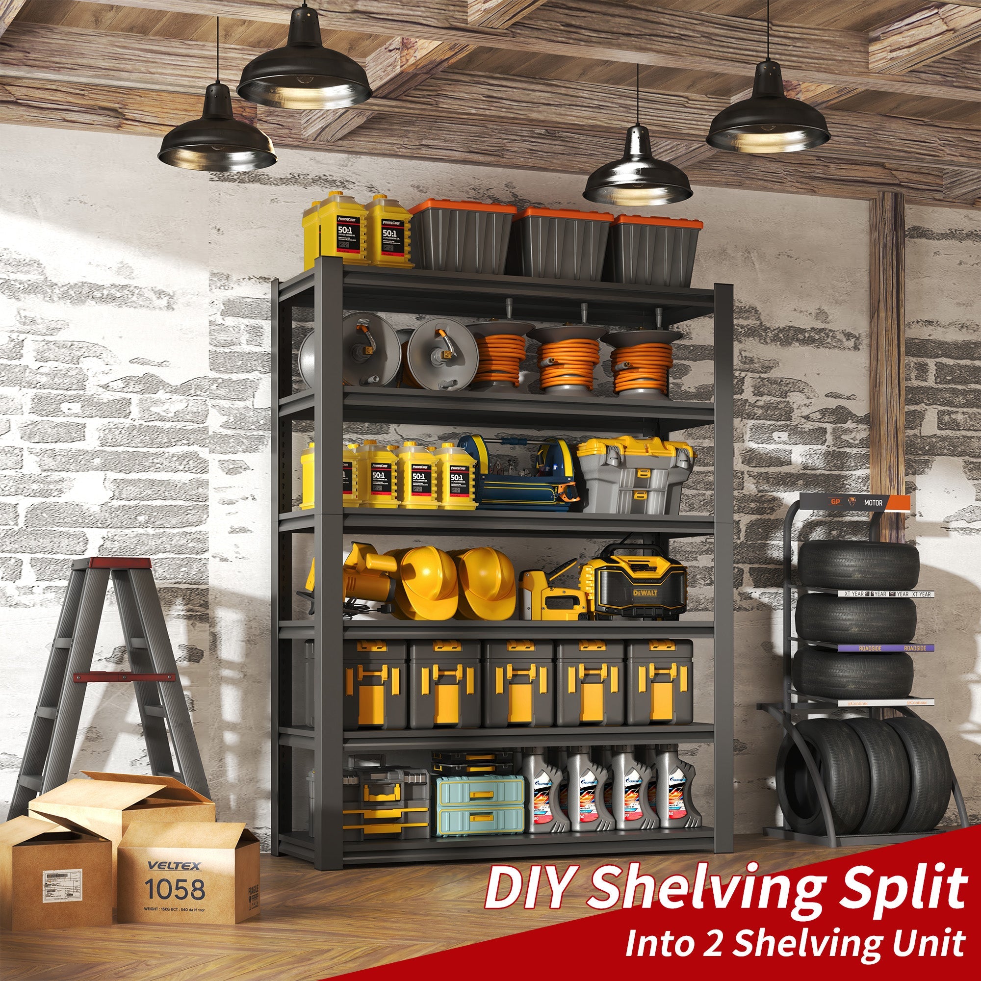 82"H 6 Tier Metal Shelves for Storage Garage Shelving