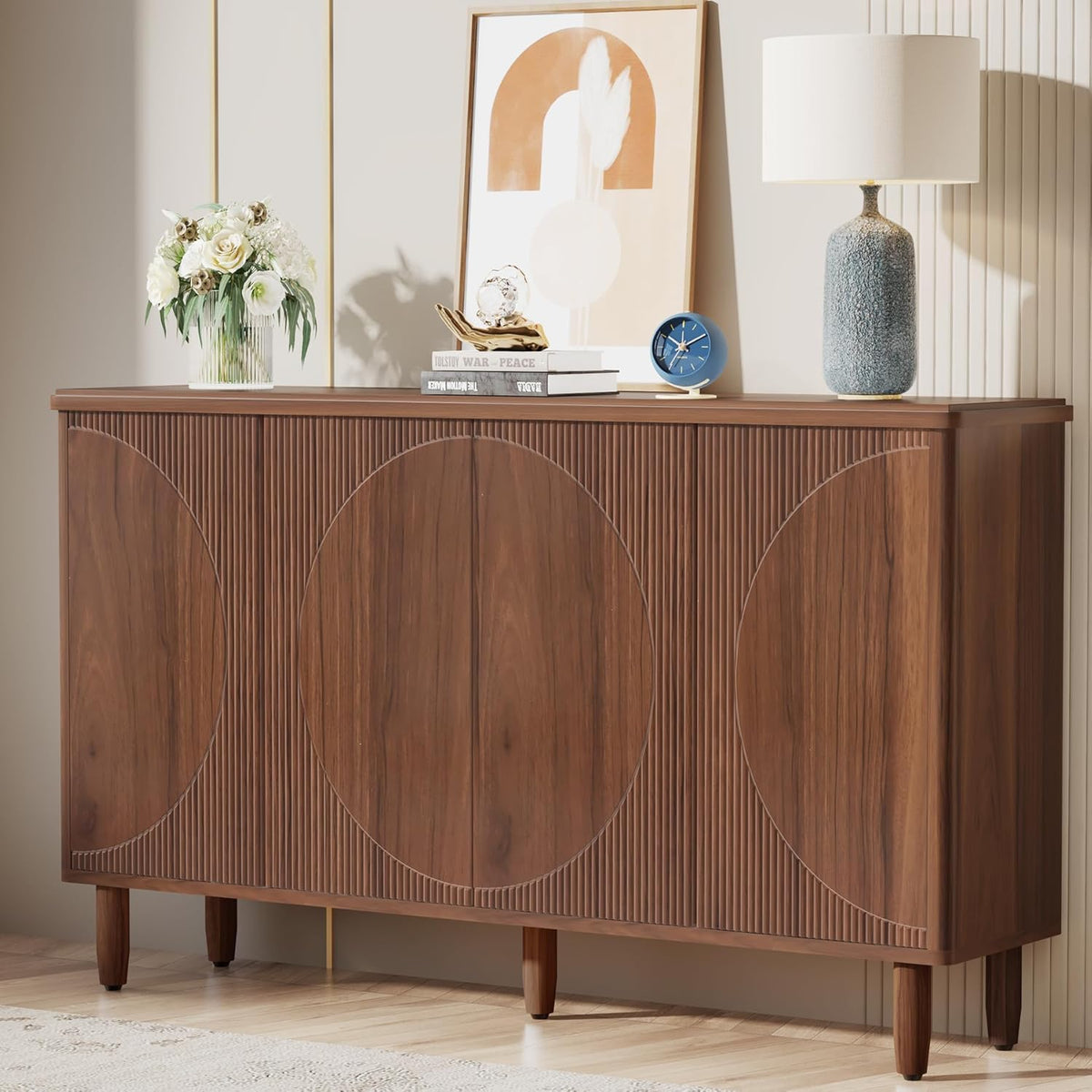 59.74" Modern Rustic Buffet Sideboard Cabinet