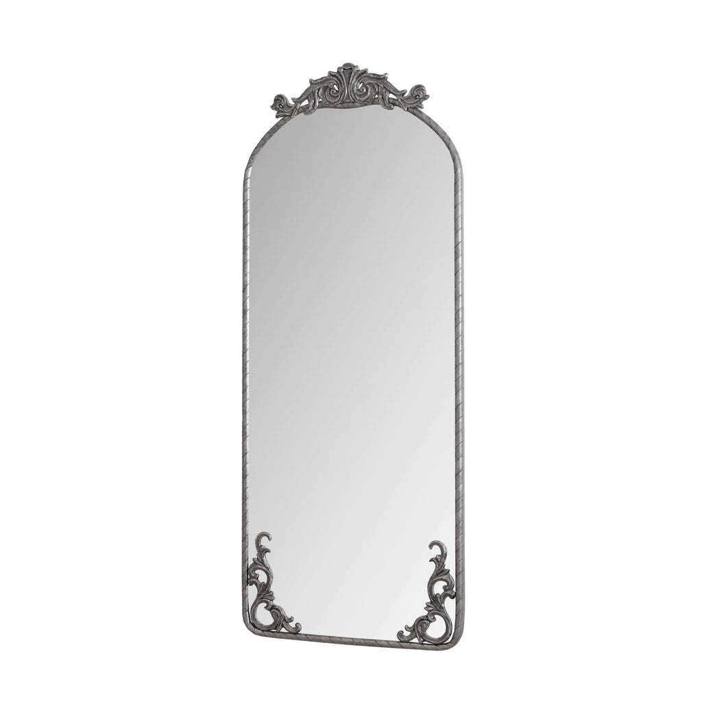 58"x24" Arched Full Body Mirror with Vintage Ornate Carving