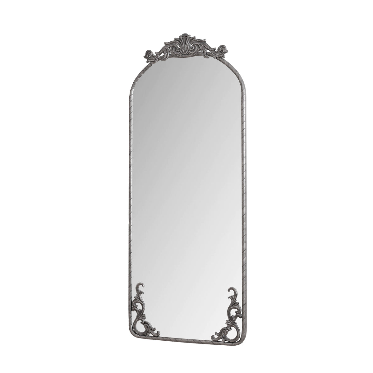 58"x24" Arched Full Body Mirror with Vintage Ornate Carving