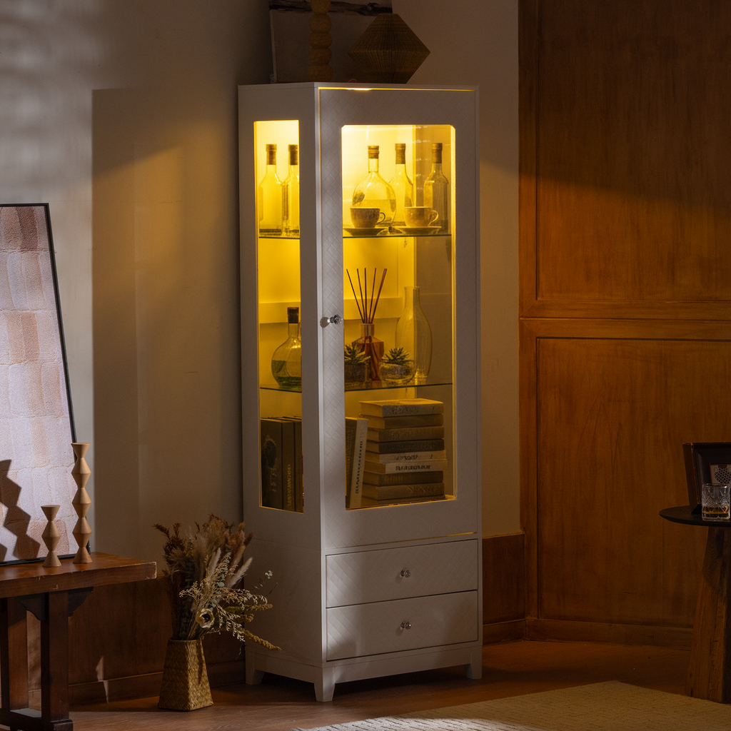 71'' Freestanding Upholstered Display Cabinet