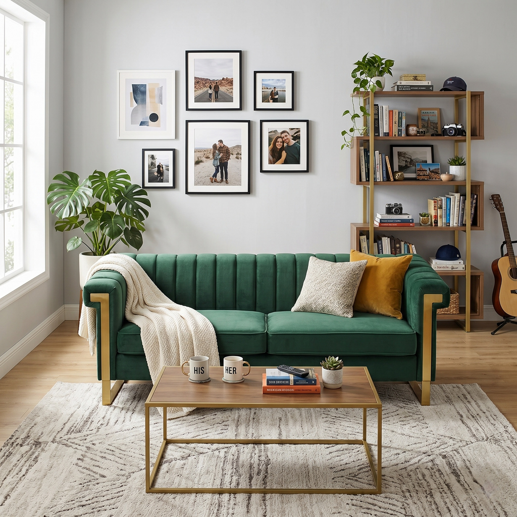 FX-P81B-RG Velvet Sofa