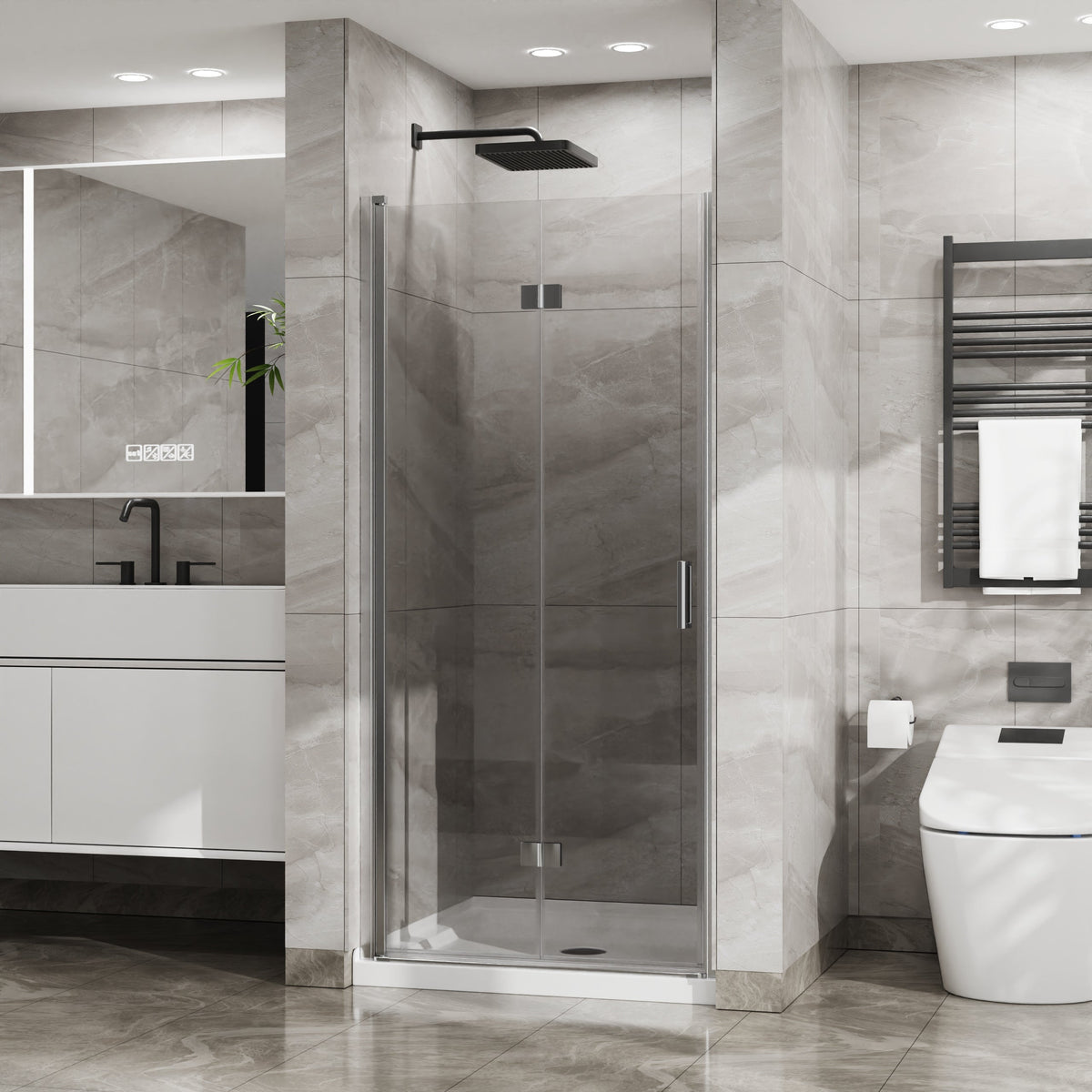 Goodyo 36"x 72" Bifold Frameless Glass Shower Door