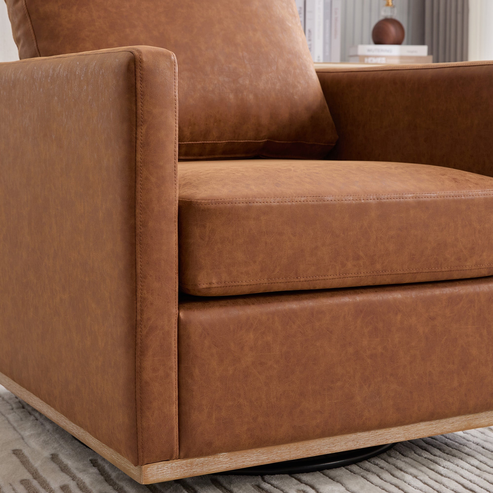 30.7"W Upholstered Square Swivel Accent Chair