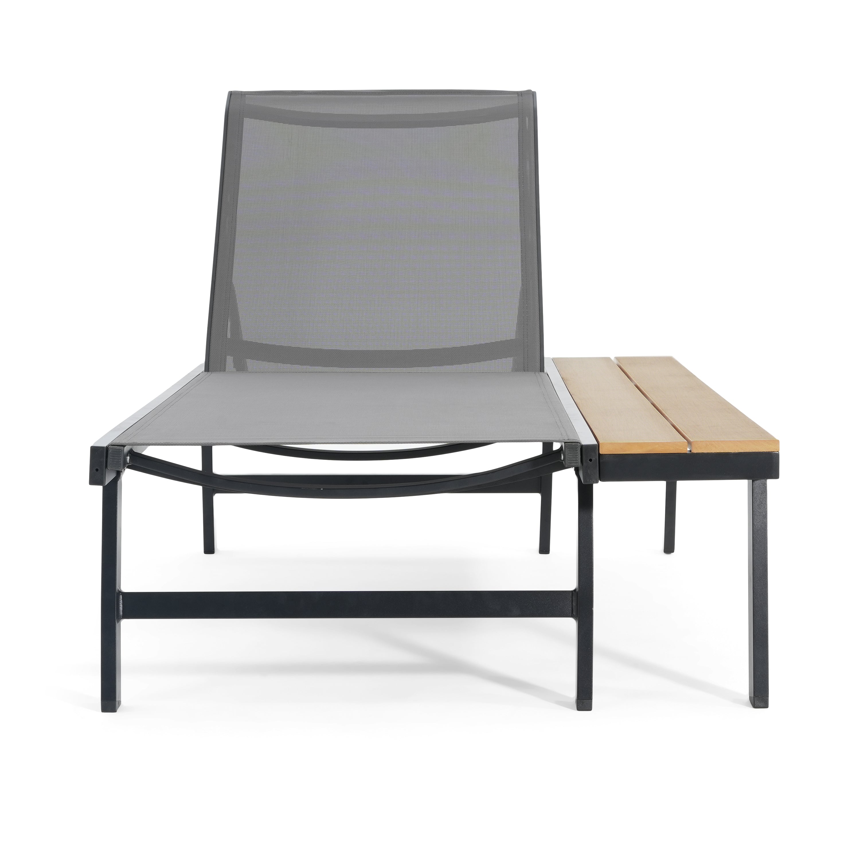 Waterloo Chaise Lounge With Attached Wood Side Table, Set Of 2