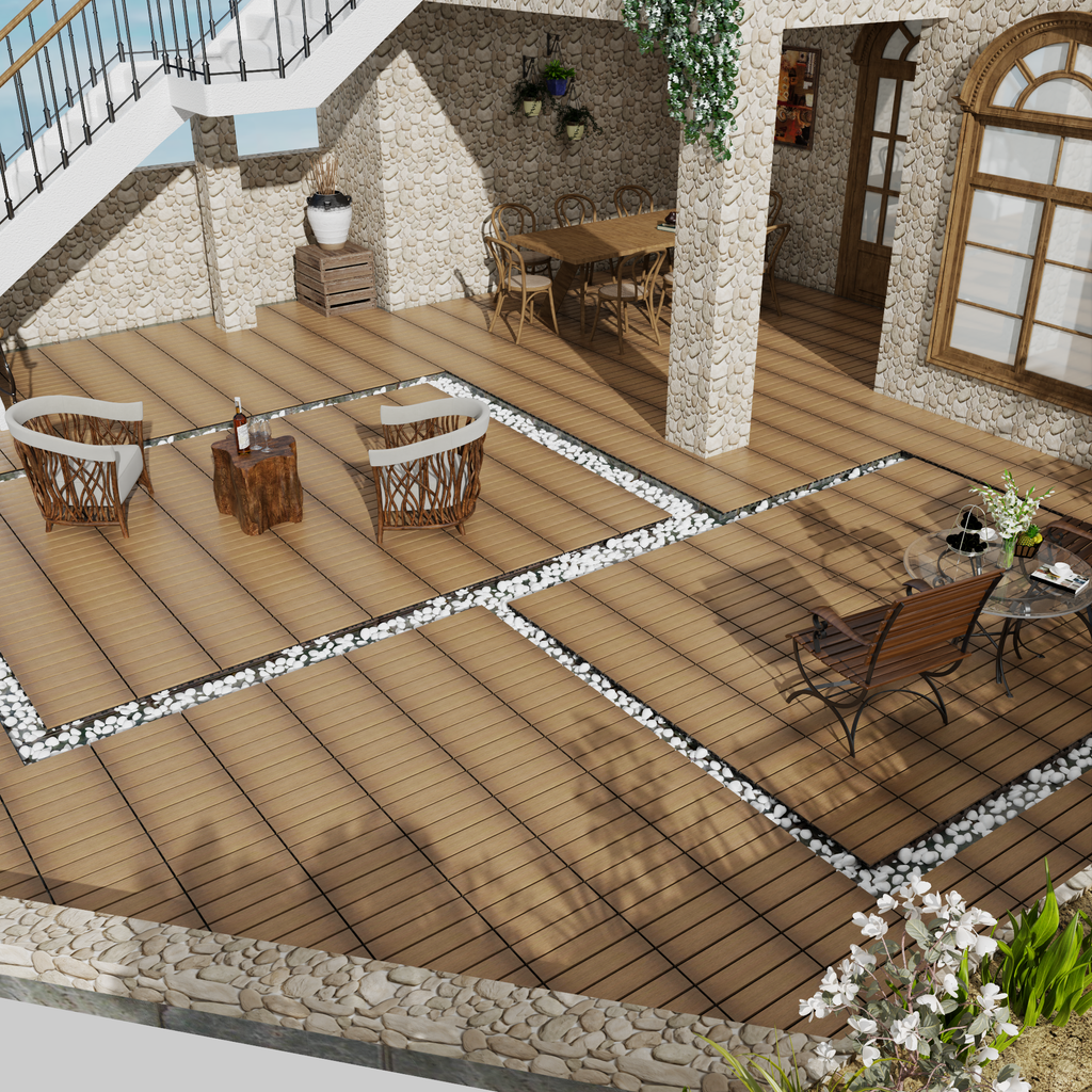 WPC Wood-Plastic Composite Patio Floor Tiles