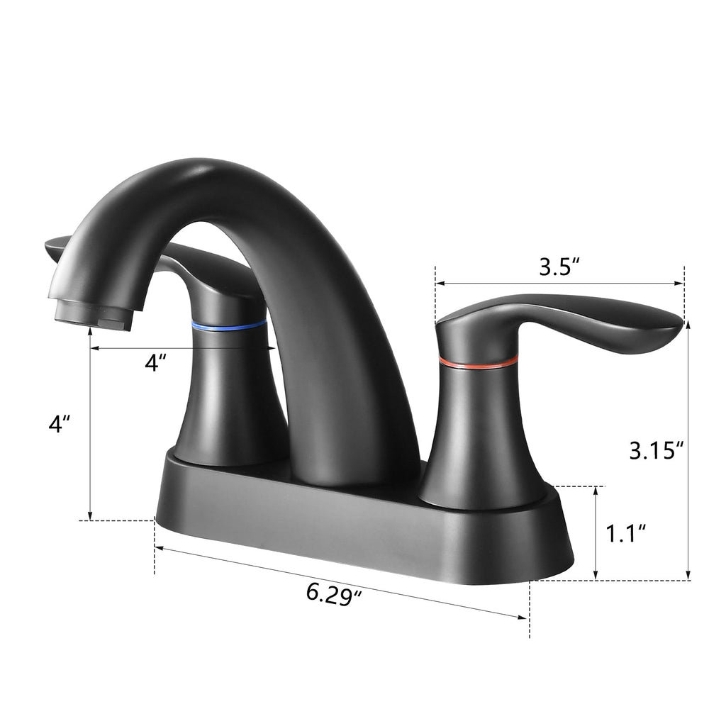 Two Handle 4 Inch Centerset Bathroom Sink Faucet with Pop-Up Drain