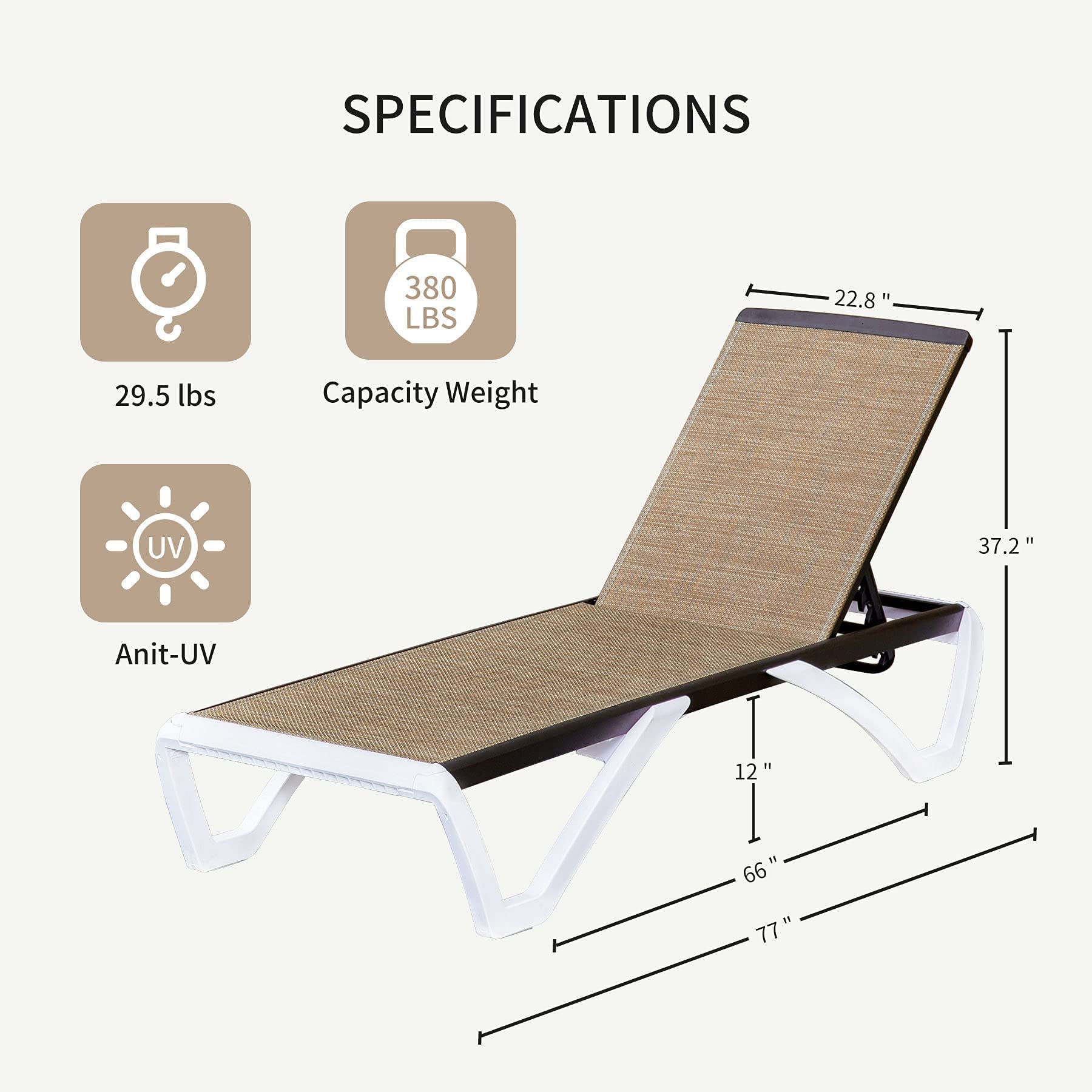 Adjustable Chaise Lounge Aluminum Outdoor Patio Lounge Chair