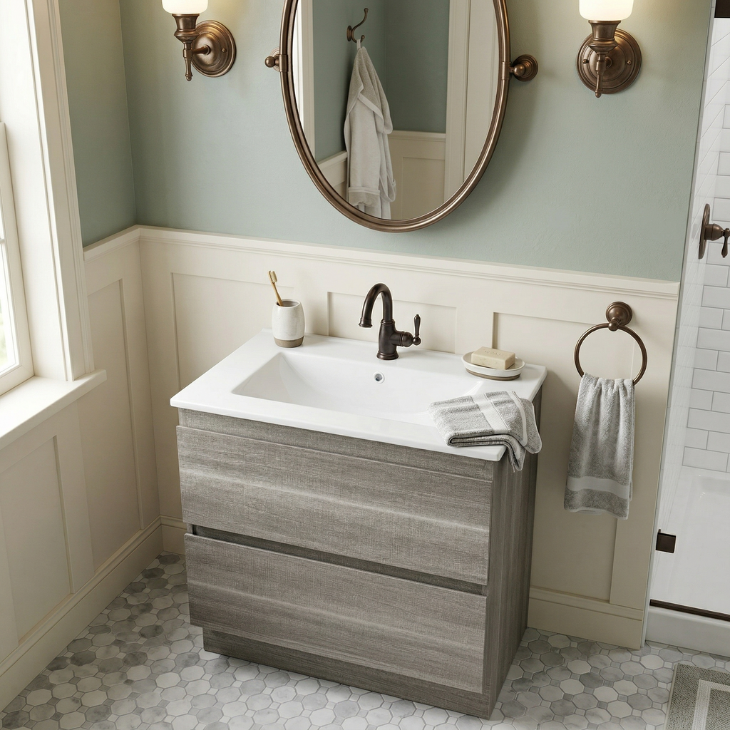 24″W x 18″D Drop In Bathroom Ceramic Vessel Sink