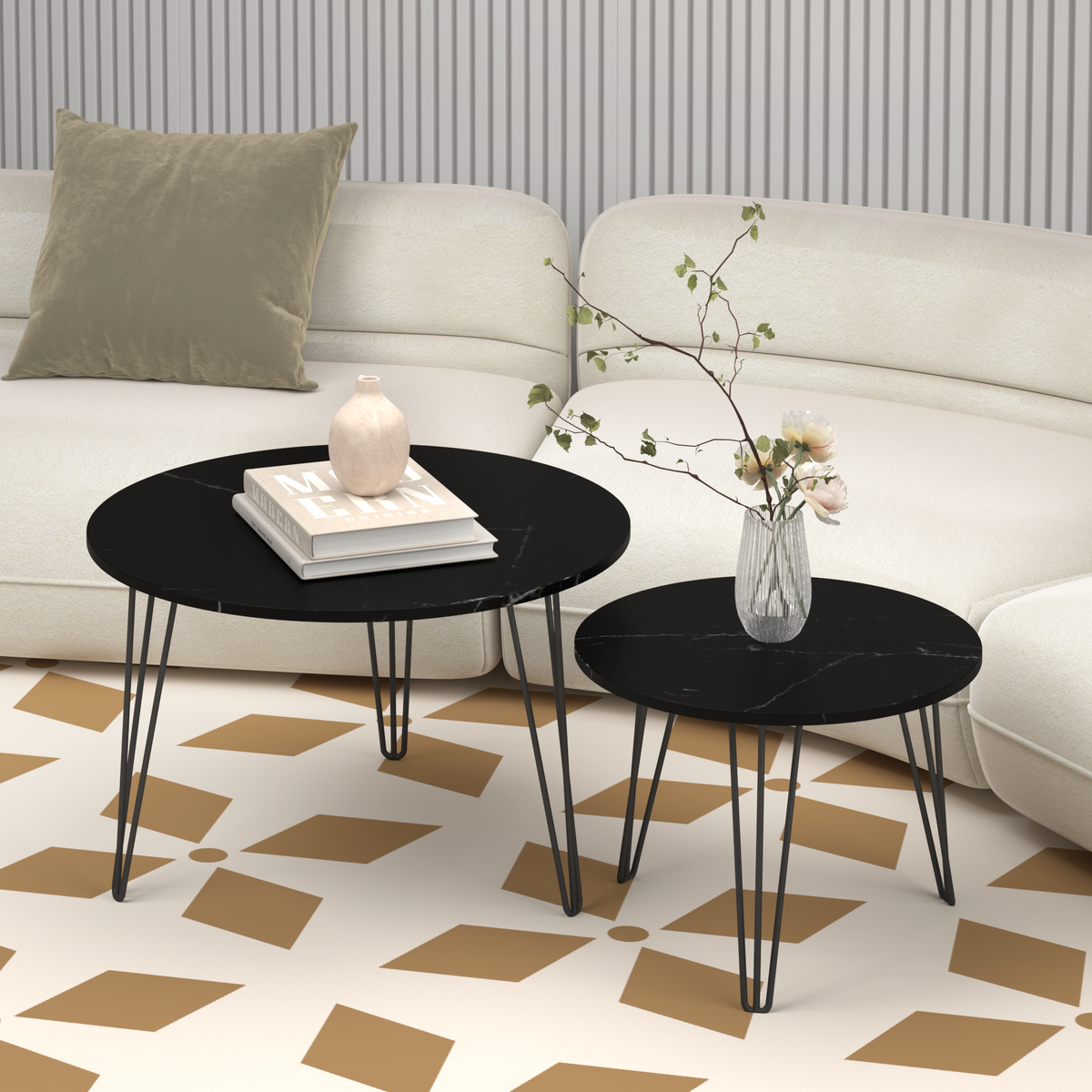 27.56'' Round Nesting Coffee Table Set of 2