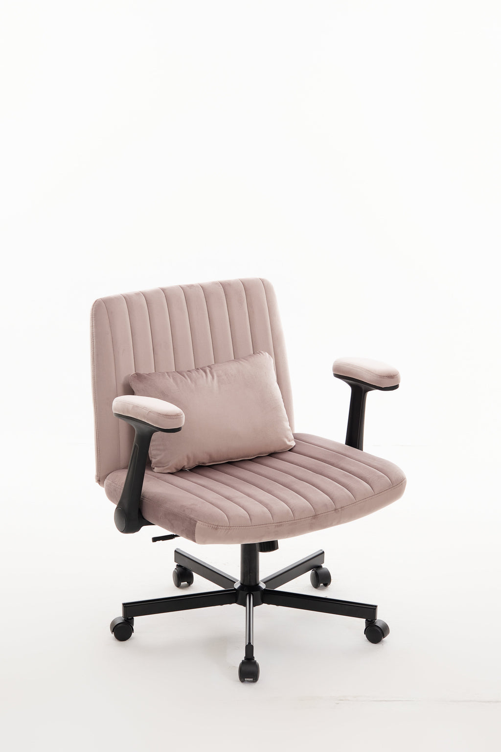Pink Velvet Criss Cross Armrest Office Chair
