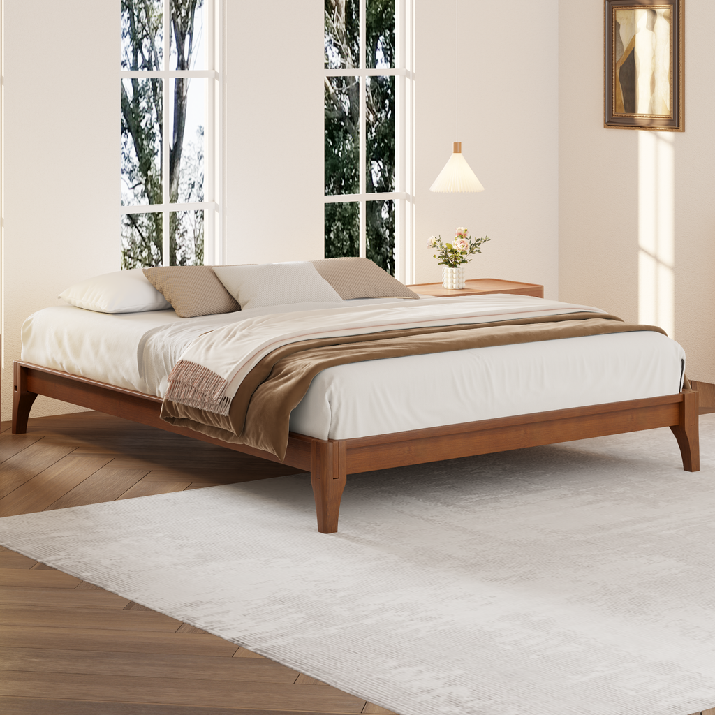 12 Inch Queen Size Solid Dry Bamboo Wood Platform Bed Frame