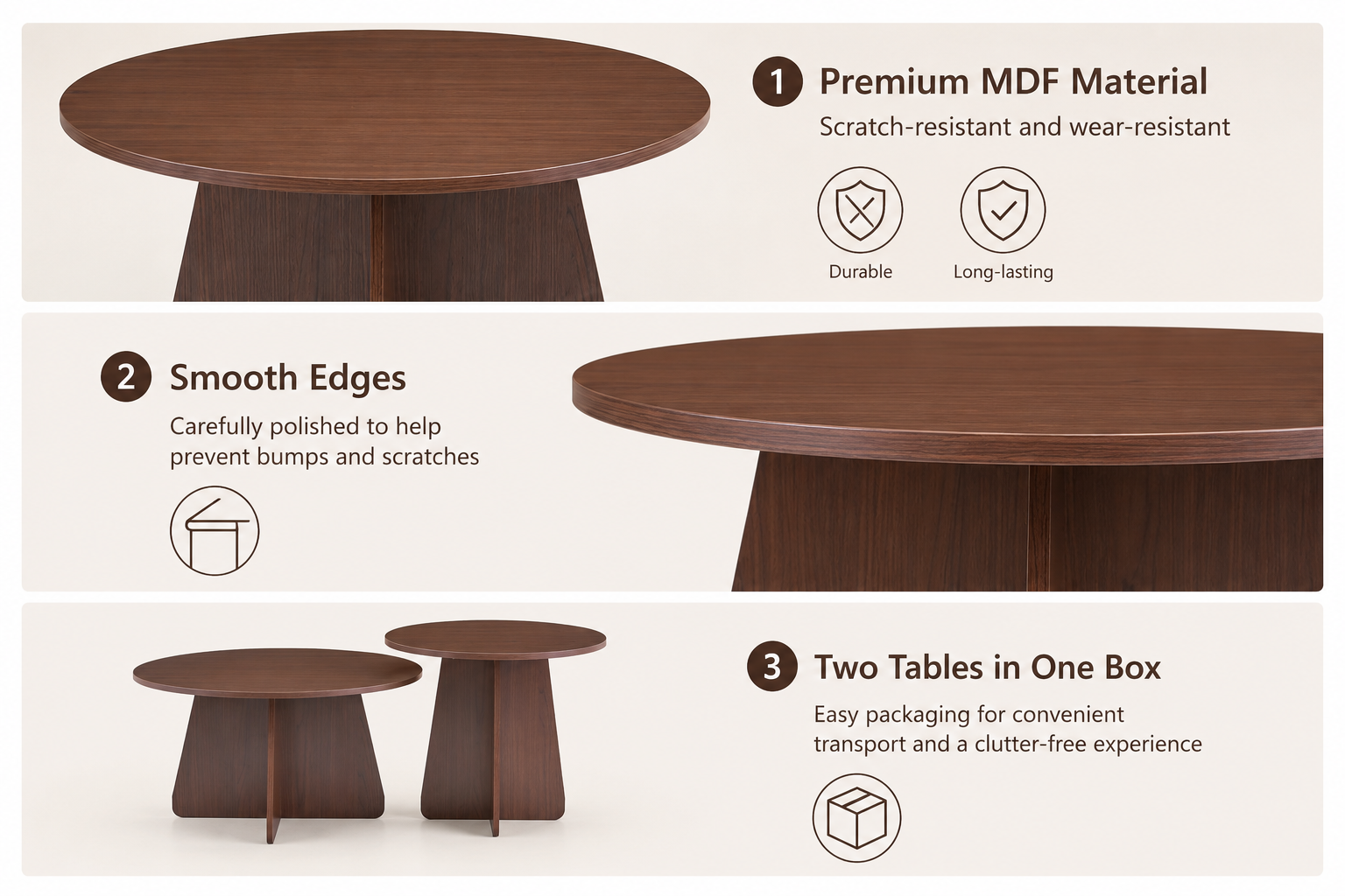 Retro-Style Nesting Coffee Table Set