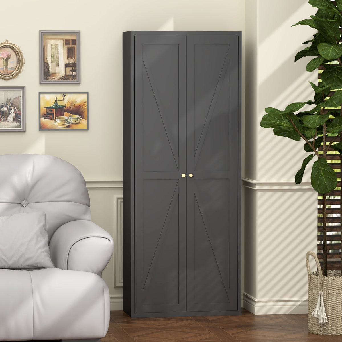 2 Doors Metal Storage Cabinet Kitchen Pantry Cabinet