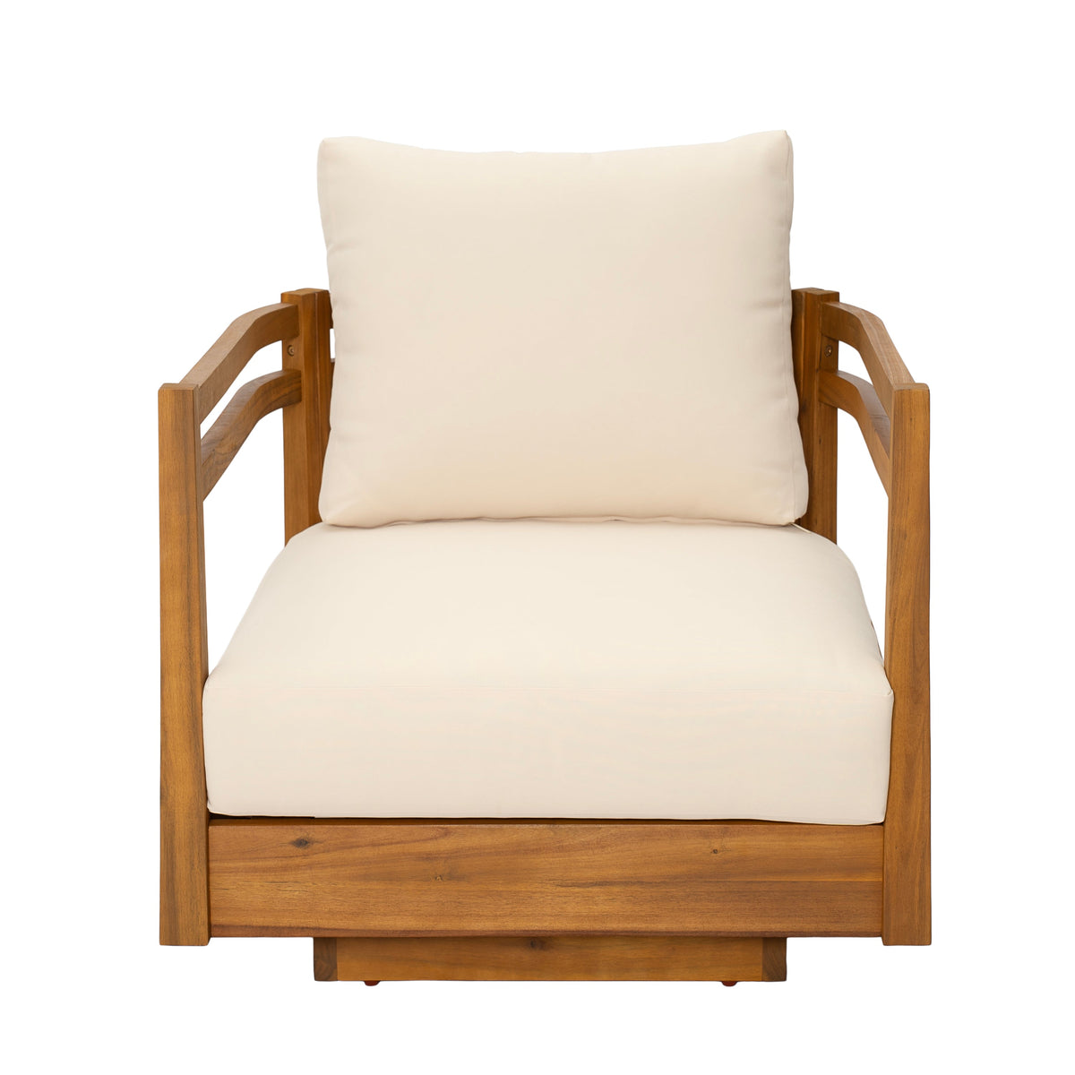 Set of 2 Acacia Wood Outdoor Swivel Chairs with Cushions