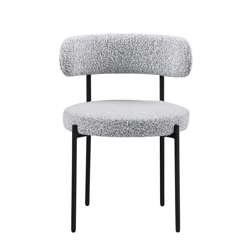 Contemporary Dining Chair Set of 2, Boucle Fabric Upholstered Kitchen Chair