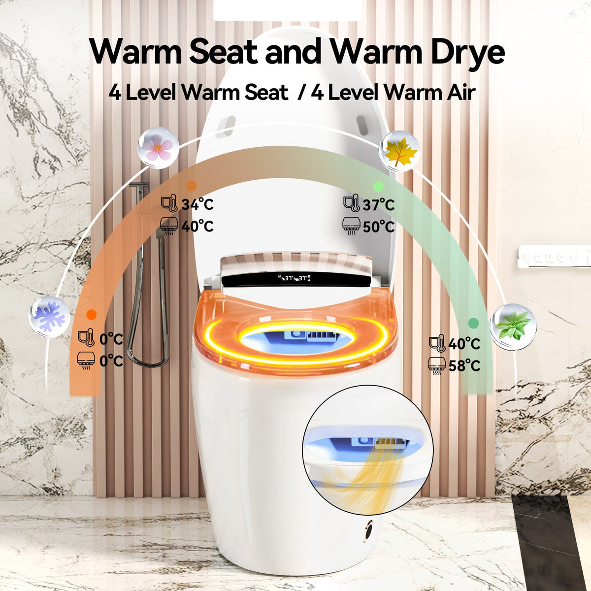 Smart Toilet with Heated Bidet Seat