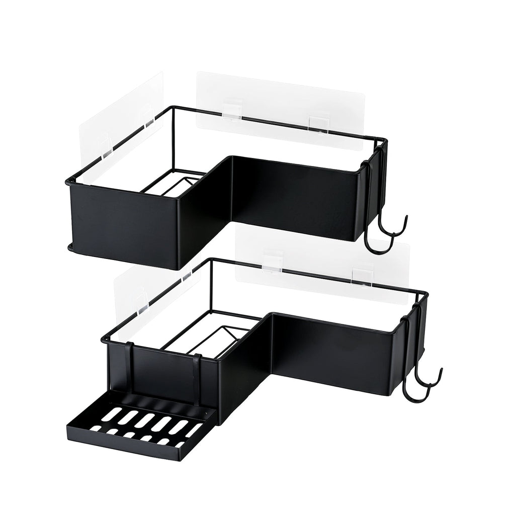 2-Pack Drill-Free Adhesive Corner Shower Caddy Organizer