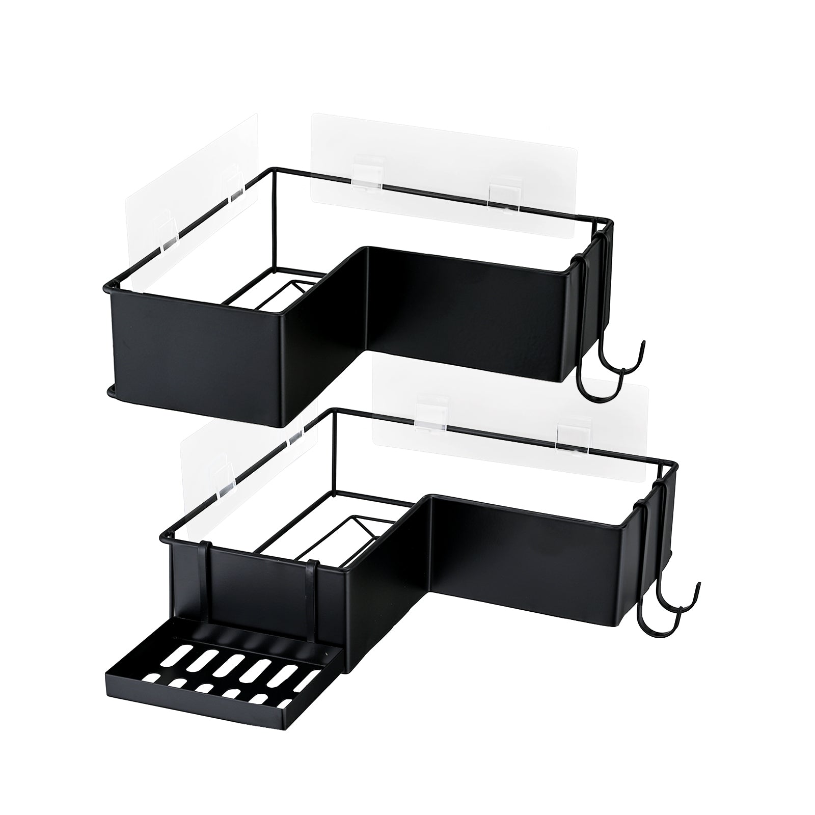 2-Pack Drill-Free Adhesive Corner Shower Caddy Organizer