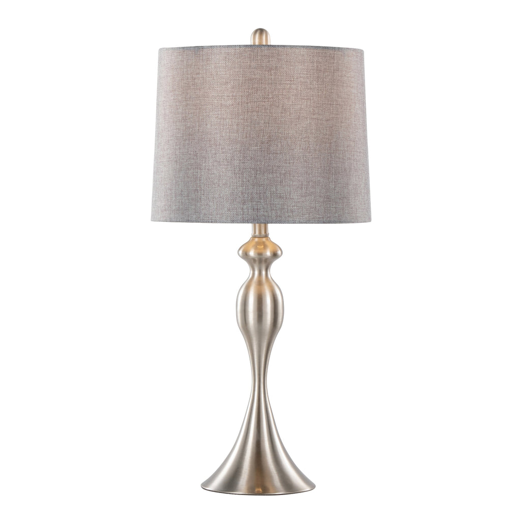 27" Contemporary Metal Table Lamp in Brushed Nickel
