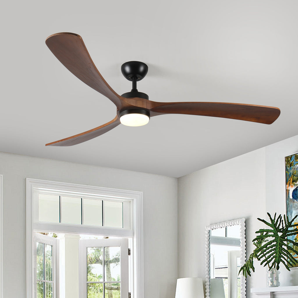 72 Inch Solid Wood Ceiling Fan with Lights and Remote Control
