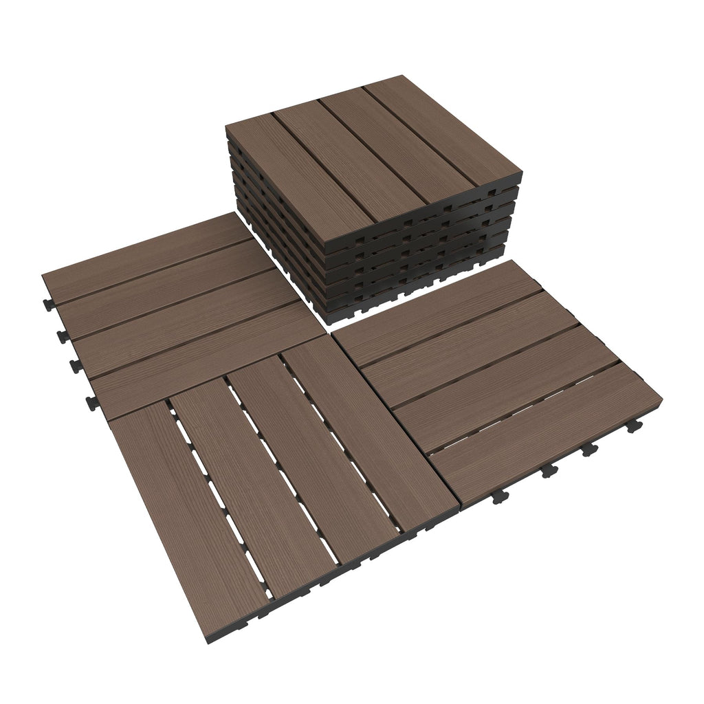 44 Pcs Interlocking Deck Tiles, 12" x 12" HDPE Outdoor Flooring