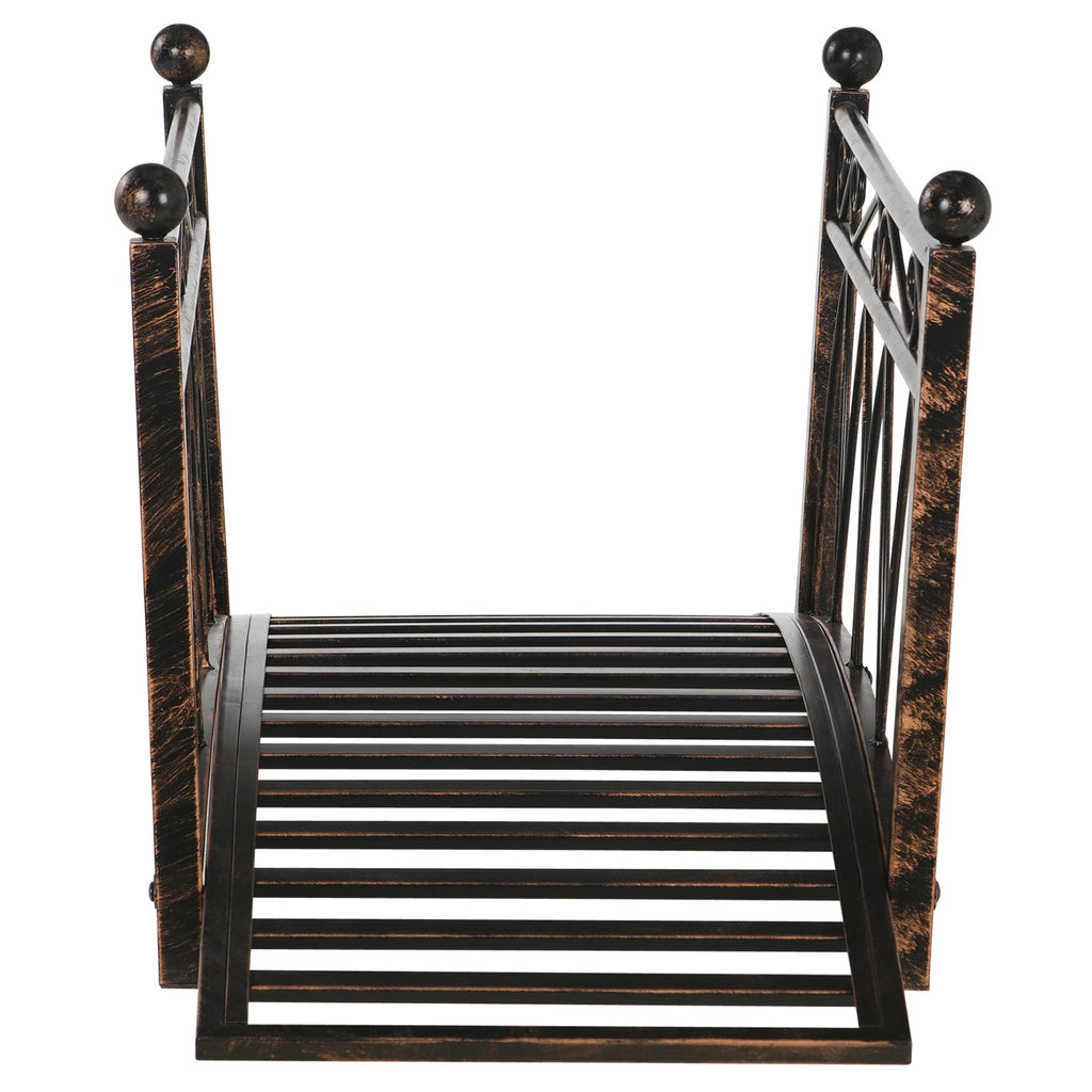 Outsunny 3.3' Metal Arch Zen Garden Bridge with Safety Siderails