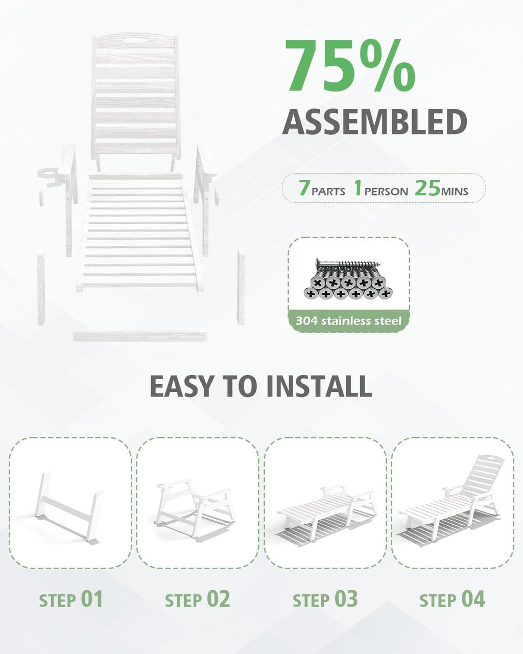 Patio Lounge Chair Outdoor with Reclining Backrest