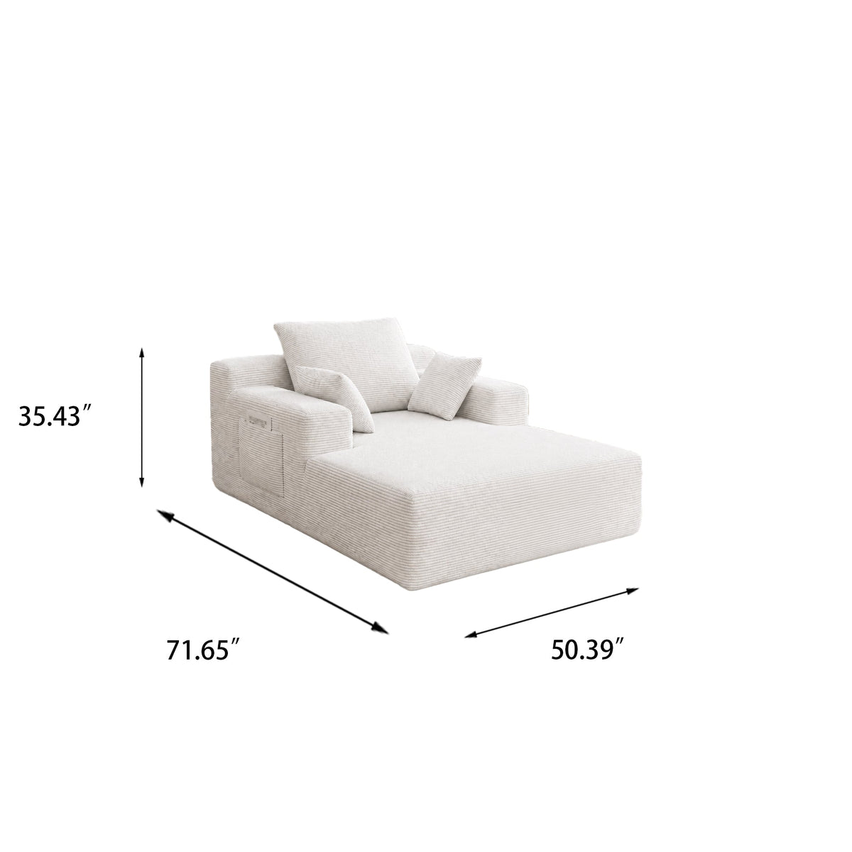 71.65'' Corduroy Chaise Lounge Sofa