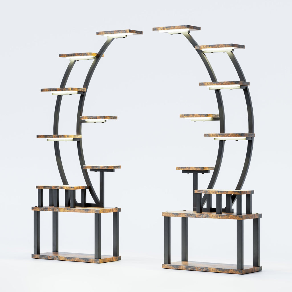Indoor Plant Stand with Grow Lights - 63" Tall Metal Shelf