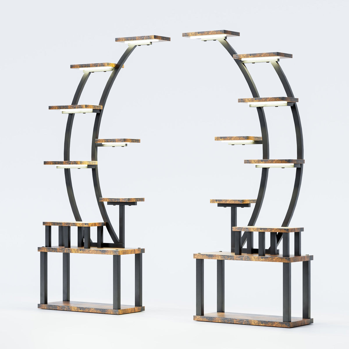 Indoor Plant Stand with Grow Lights - 63" Tall Metal Shelf