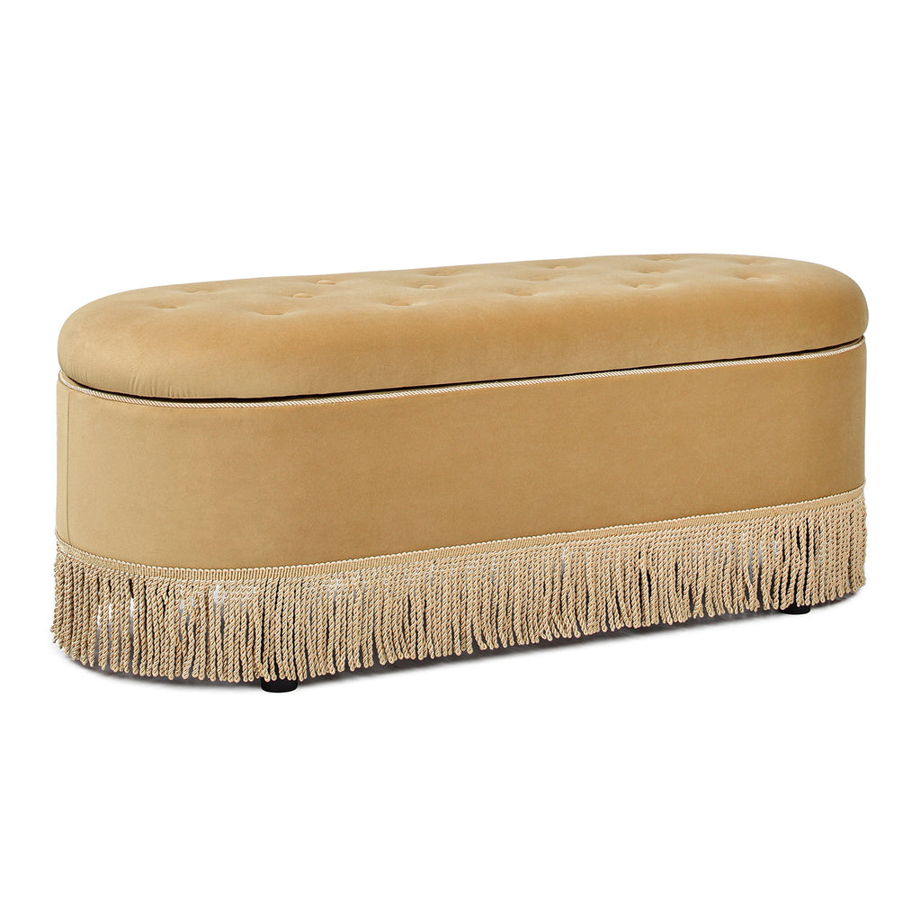 Melinda 48.5" Oval Tufted Bullion Fringe Storage Bench