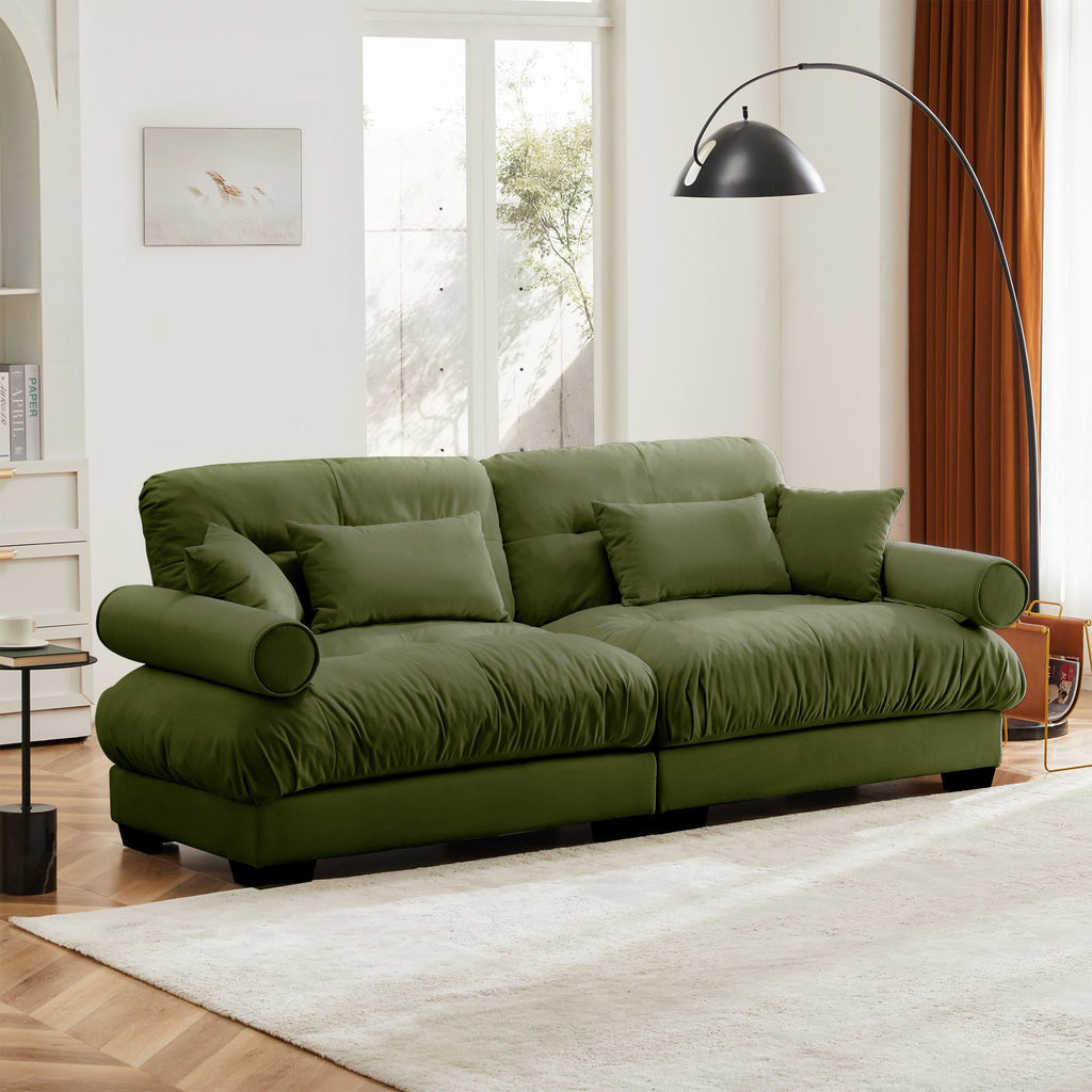 Large Size Modern Two-Seater Sofa with Bolstered Armrests