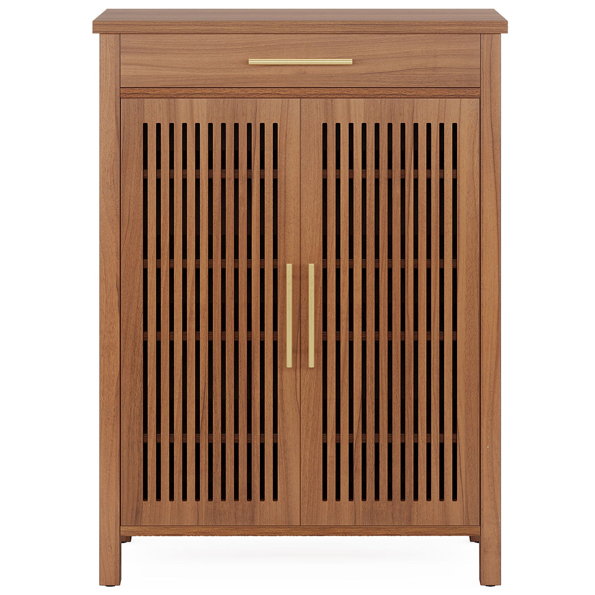 5-Tier Shoe Storage Cabinet with Louvered Doors and Drawer